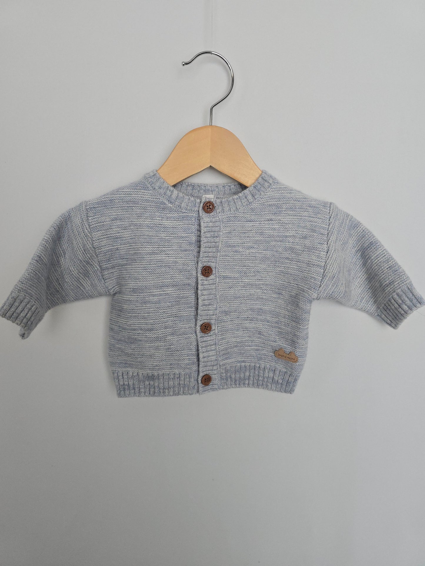 Souris Mini Baby Blue Knit Cardigan • 0-3 months