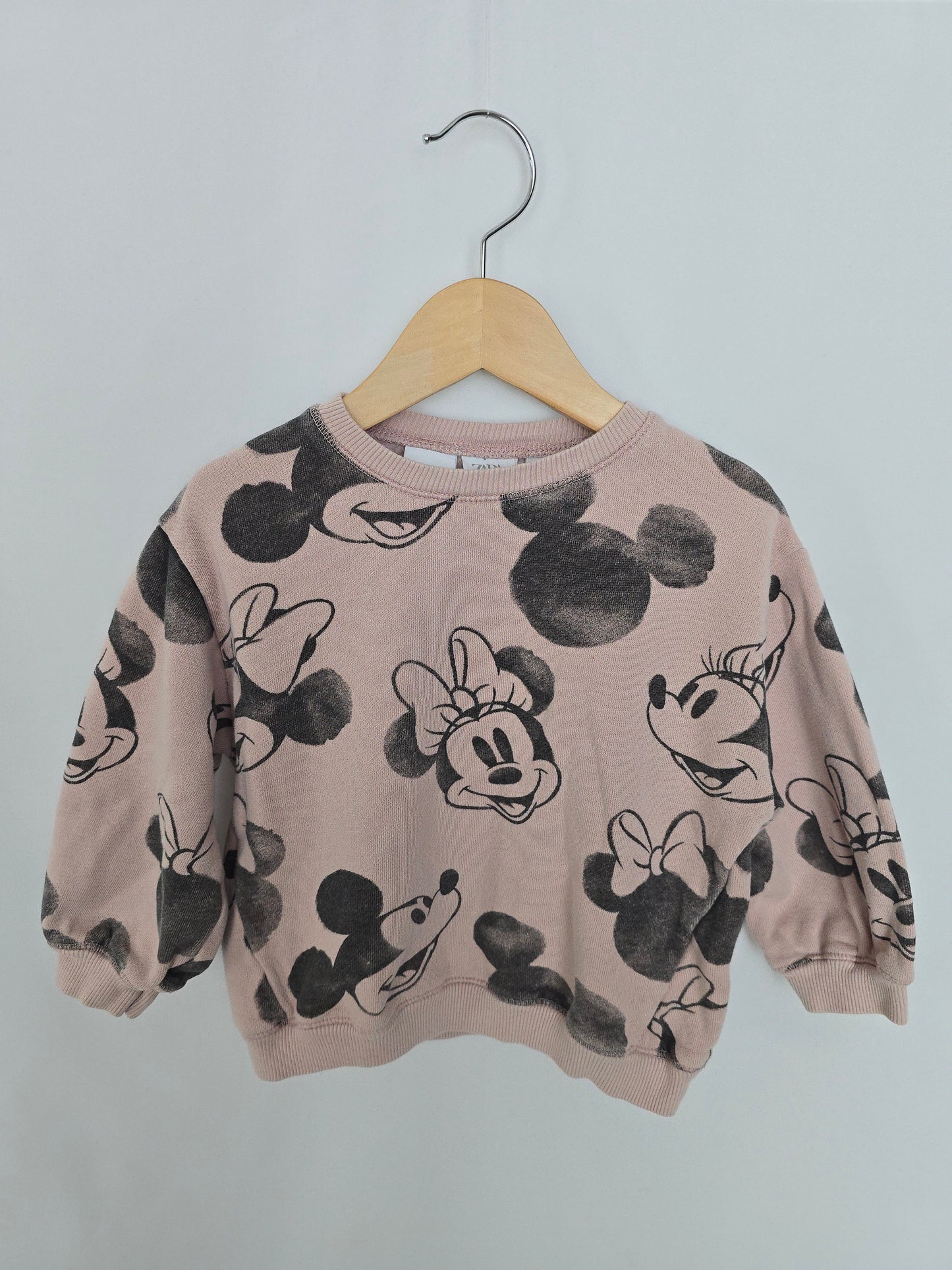 Zara Blush Minnie Graphic Crew • 3-4 years
