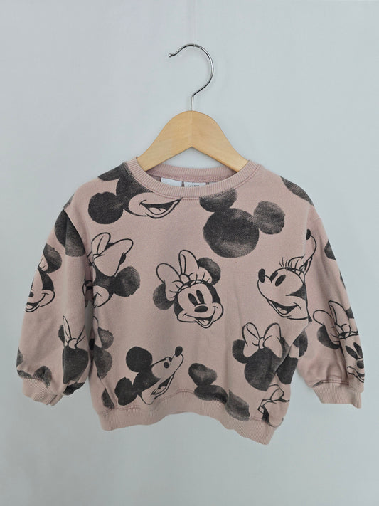 Zara Blush Minnie Graphic Crew • 3-4 years