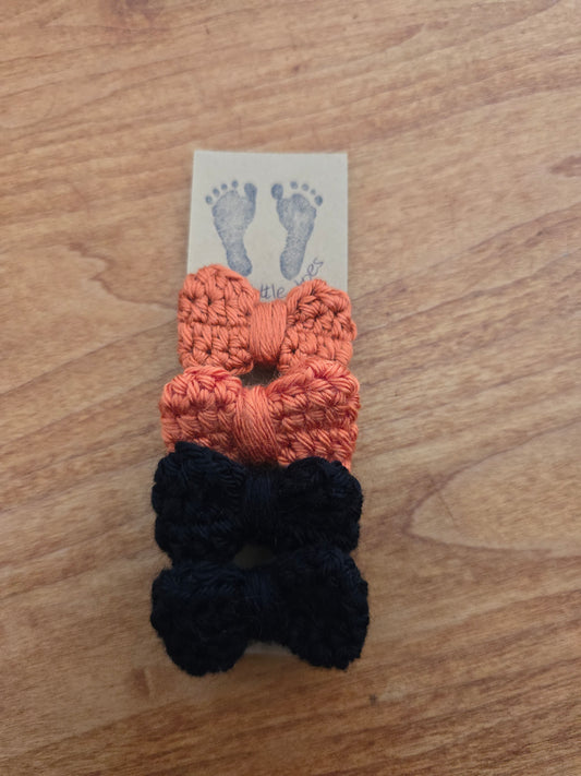 4 Pack Minibow Hair Elastics Piggy Sets  • 2 Pumpkin Spice, 2 Black