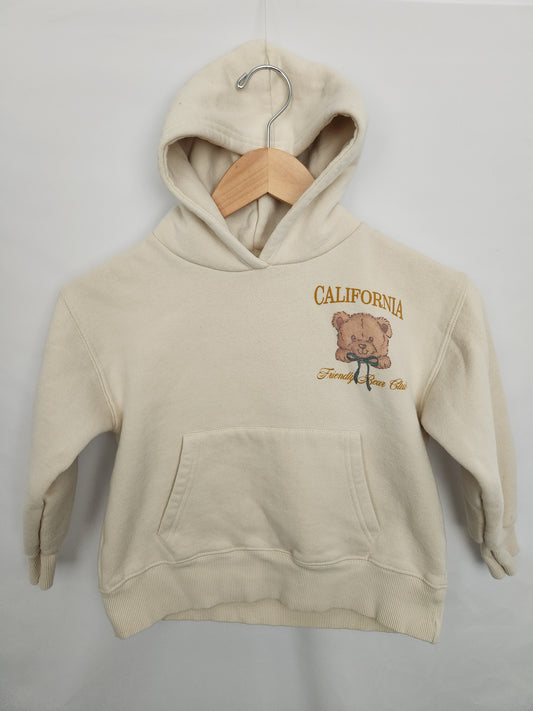 Zara Tan Friendly Bear Club Hoodie • 6-7 years