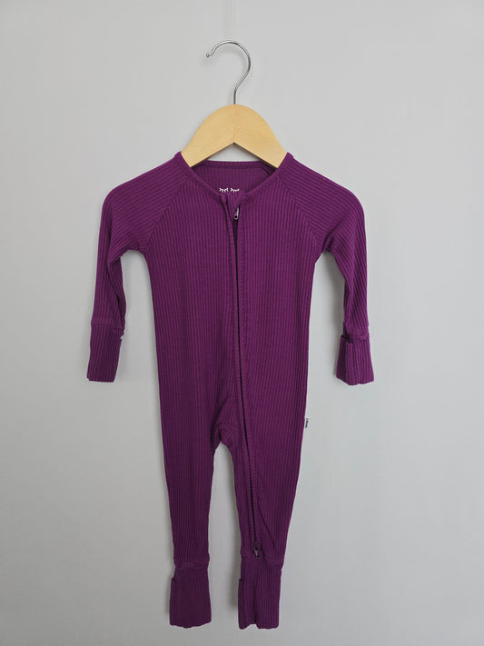 Little Sleepies Purple Ribbed Zippy • 0-3 months