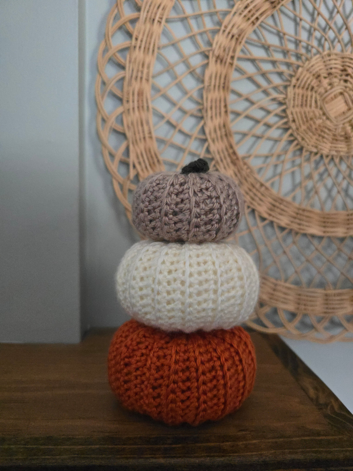 3 Pack Crochet Pumpkin Small, Medium, Large • Cream, Pumpkin Spice, Champagne