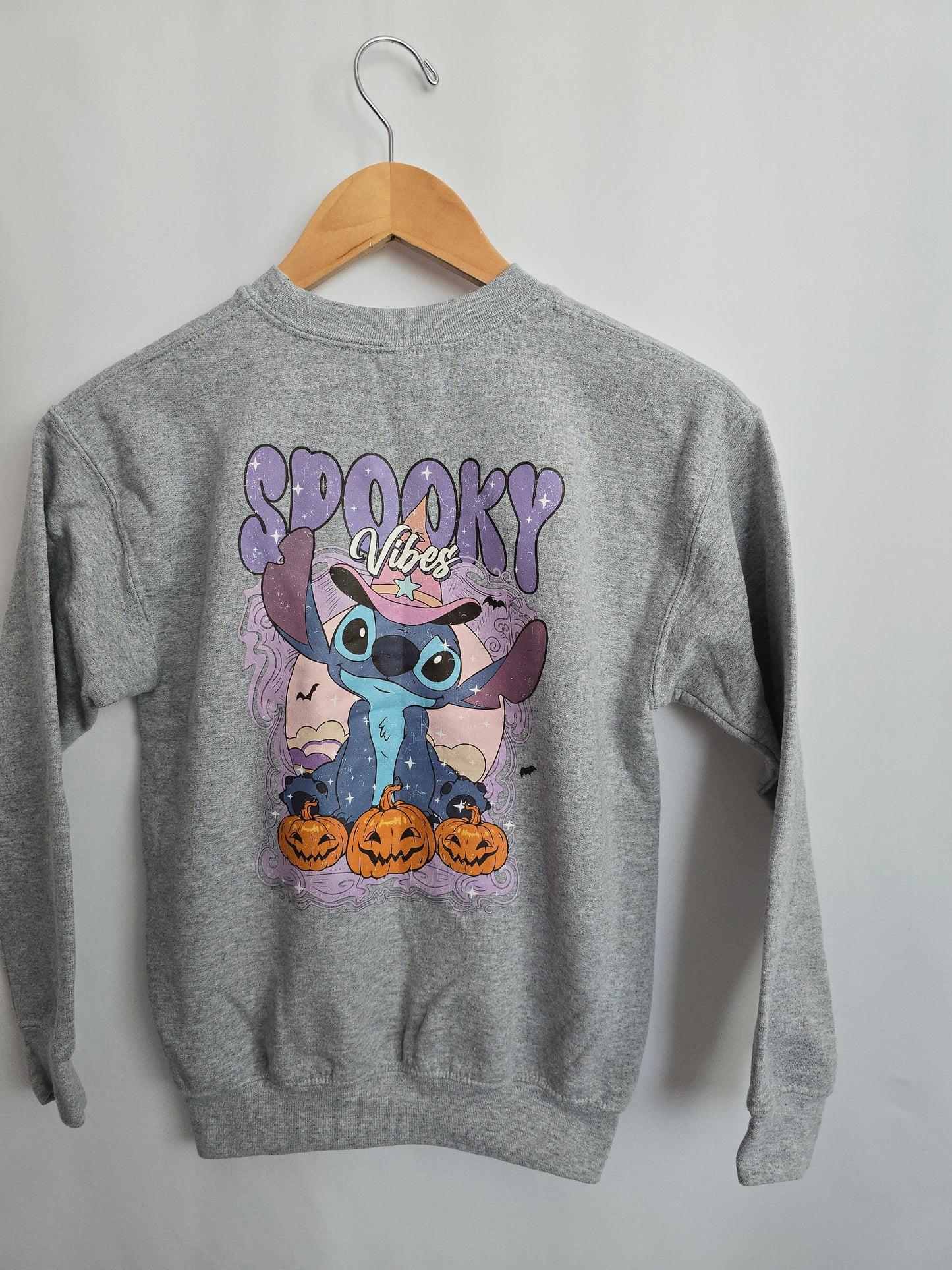 Small Shop Stitch Stitch Witch Grey Crewneck • 7-8 years