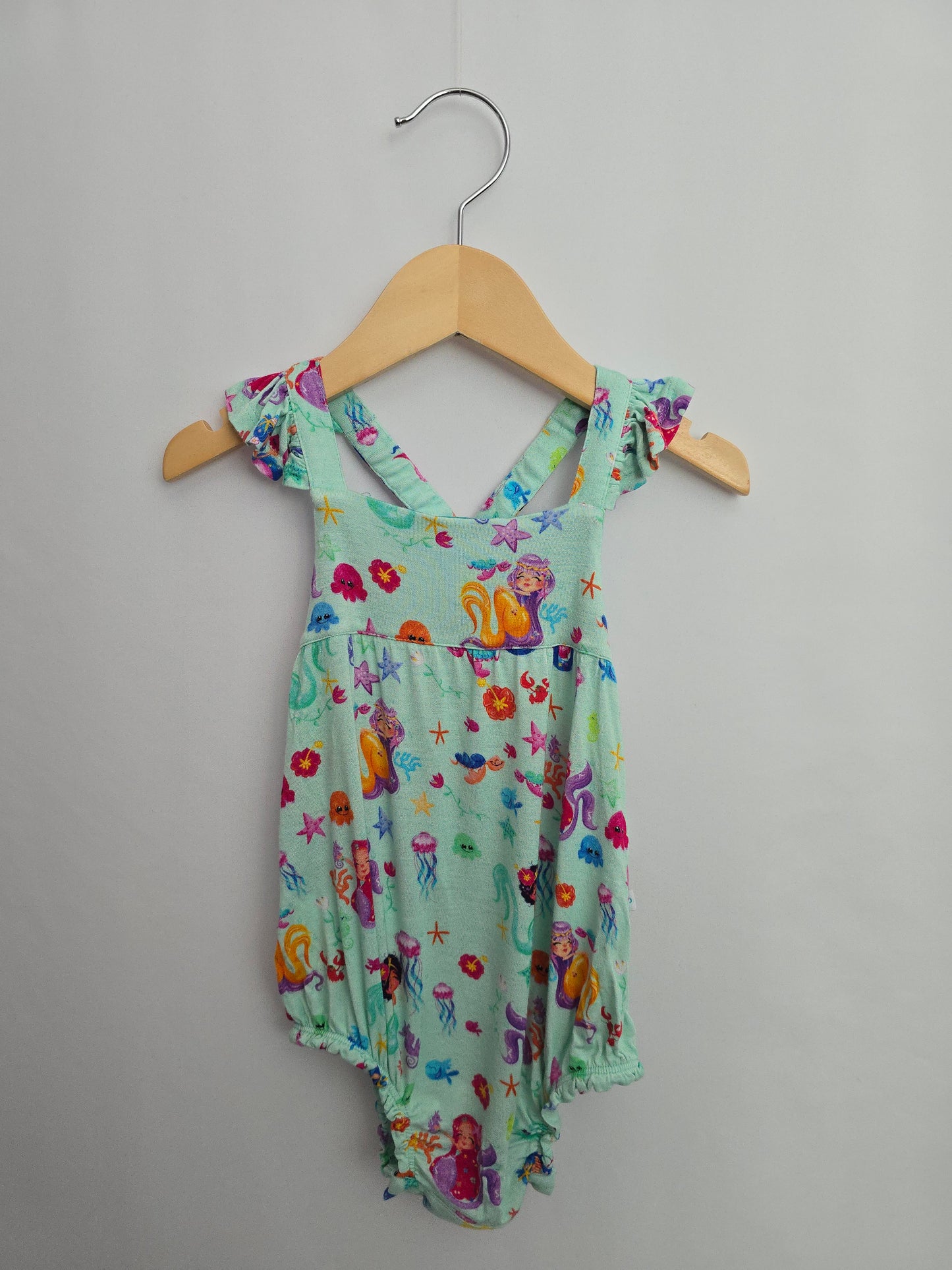 Posh Peanut Teal Mermaid Bubble Romper • 12-18 months