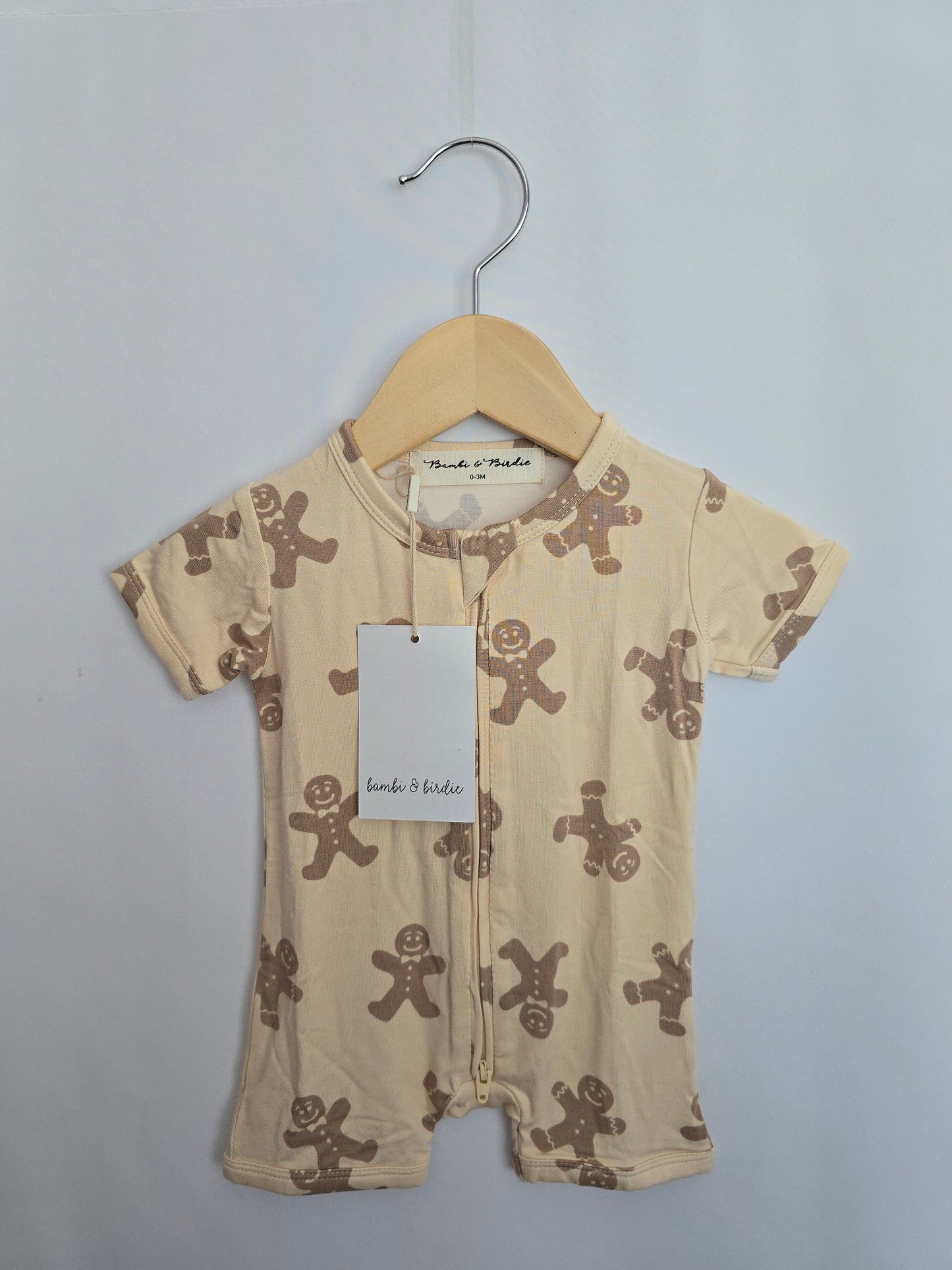 NEW Bambi & Birdie Gingerbread Shortie Romper • 0-3 months