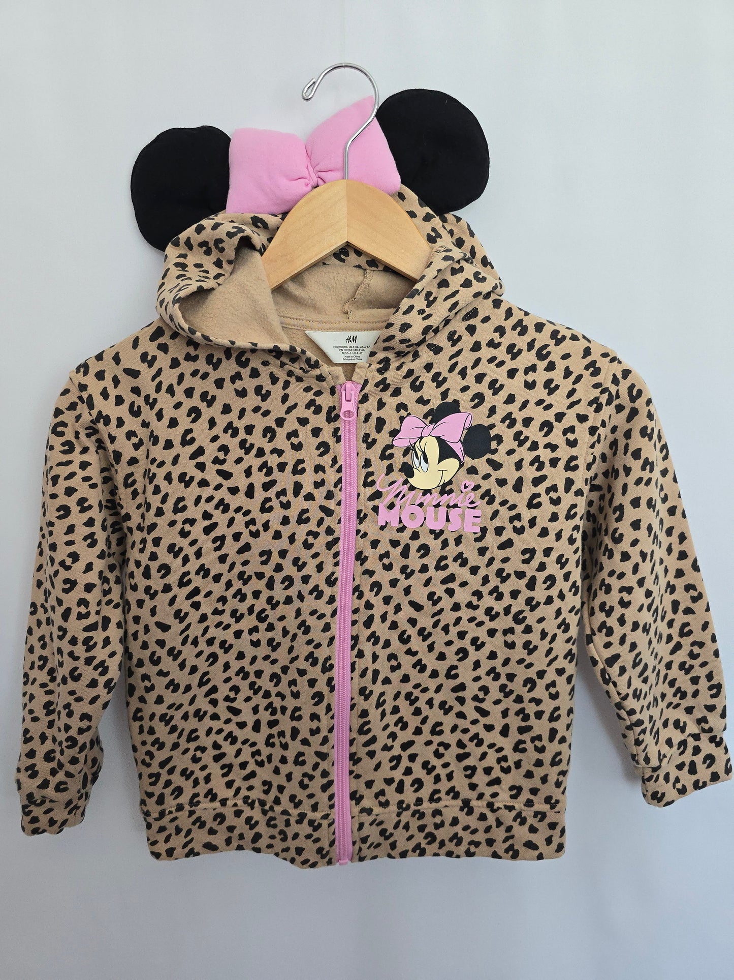 H&M Leopard Minnie Zip Up • 4-6 years