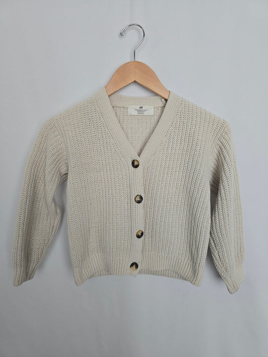 H&M Ivory Chunky Knit Cardigan • 6-8 years