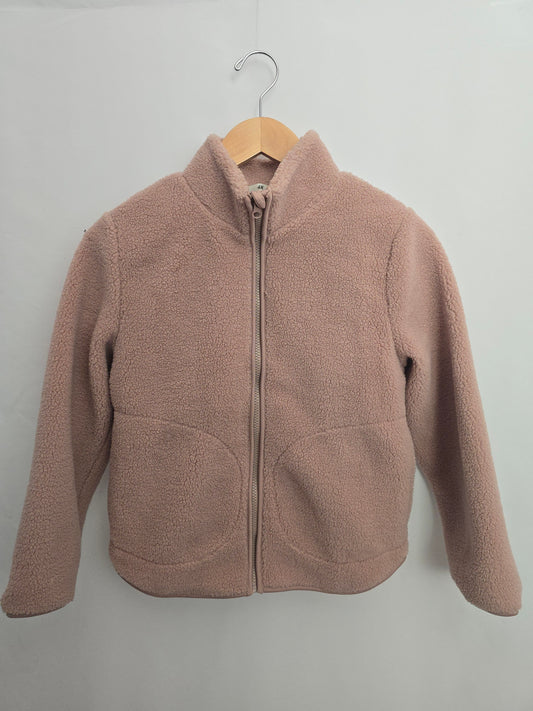 H&M Dusty Pink Sherpa Zip Up • 8-10 years
