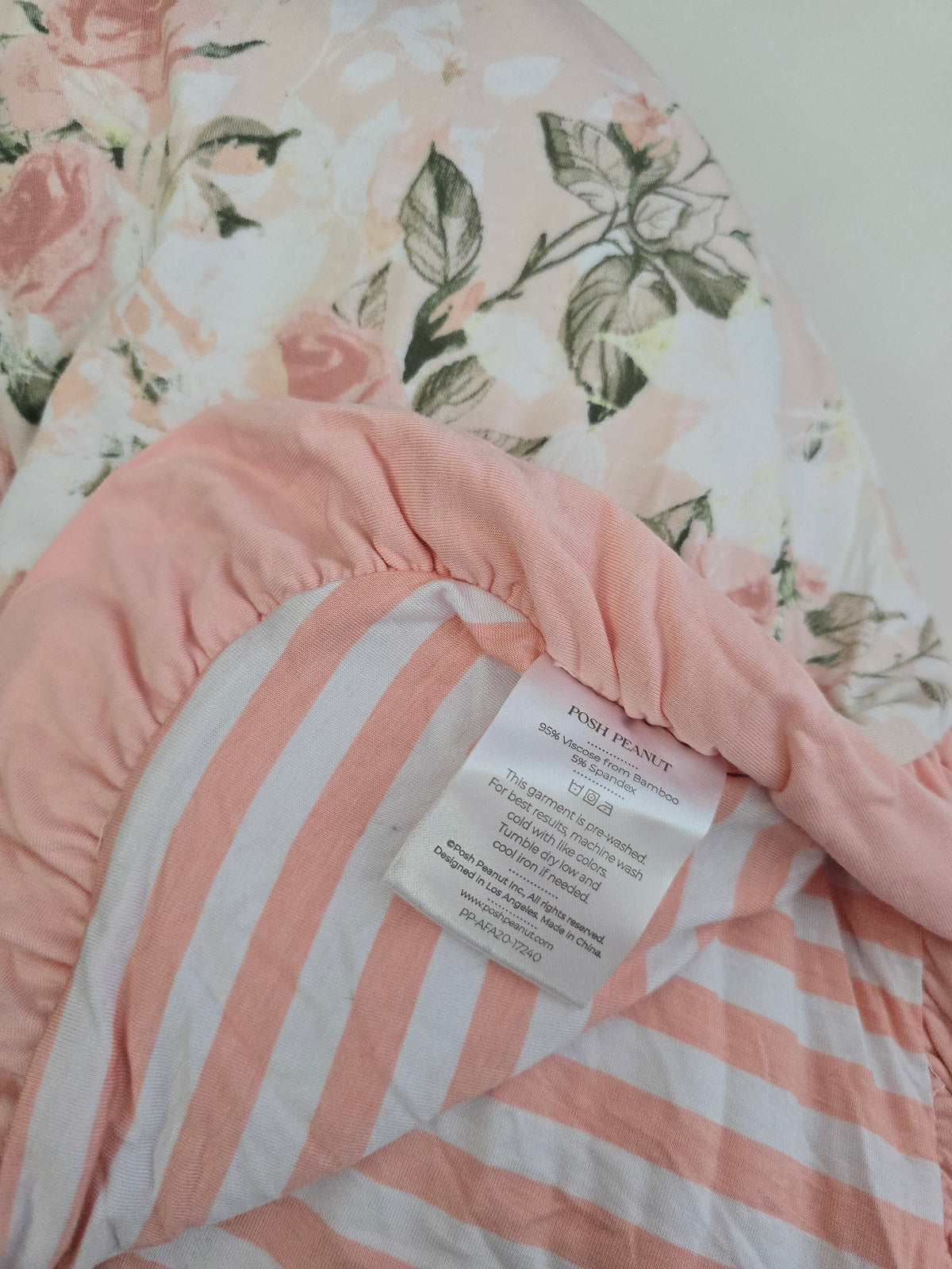 Posh Peanut Patoo Reversible Blanket Peach Floral/Peach Stripe