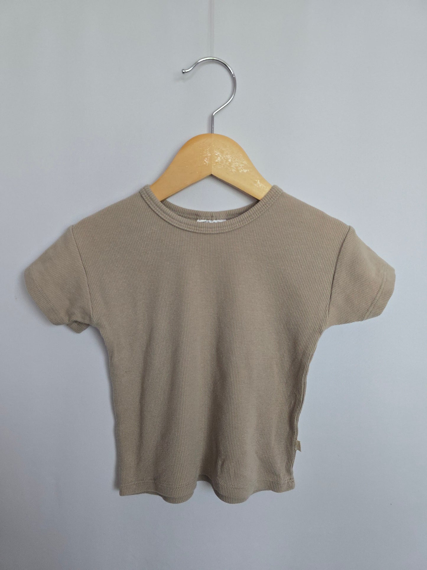 Jax & Lennon Ribbed Sand Tee • 6-12 months