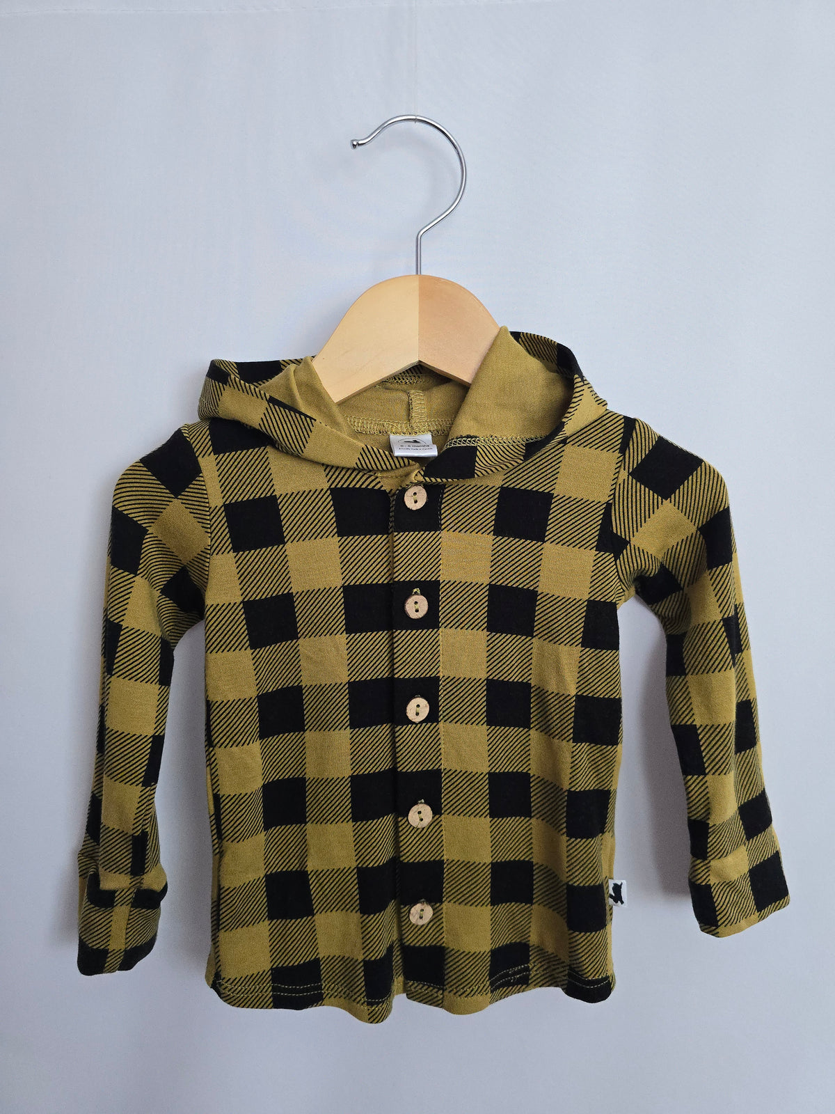 Little & Lively Checkered Button Up Hoodie • 0-6 months
