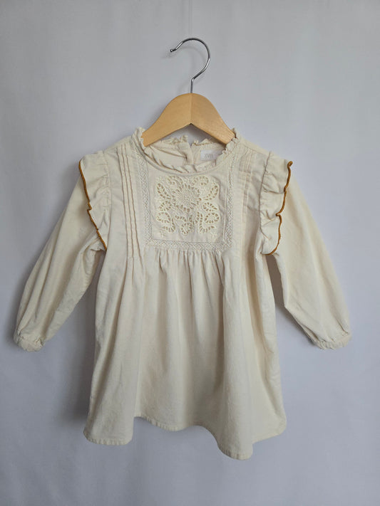 Zara Cream Embellished Top Cord Dress • 18-24 months
