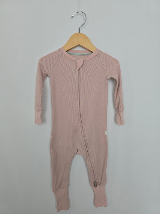 PLAYYY Loulou Lollipop Blush Waffle Zip Romper • 6-12 months