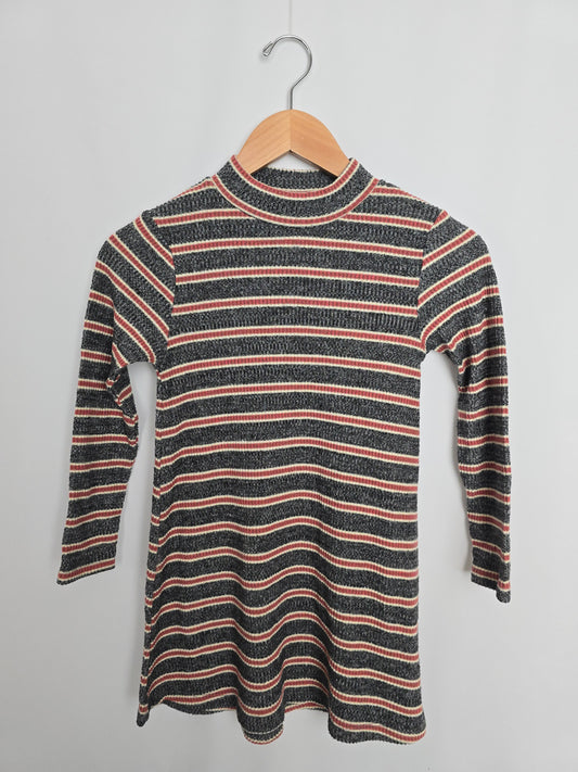 Zara Mock Neck Soft Knit Striped Dress • 9 years