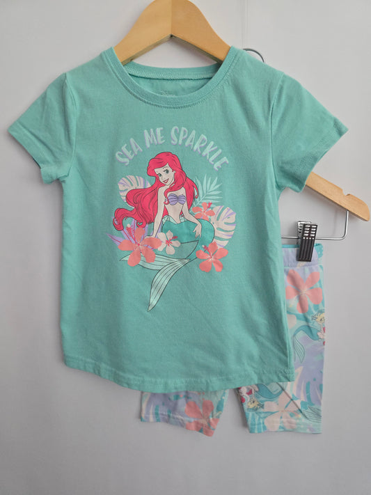 Disney Princess Teal Ariel Shorts Pajama Set • 3 years