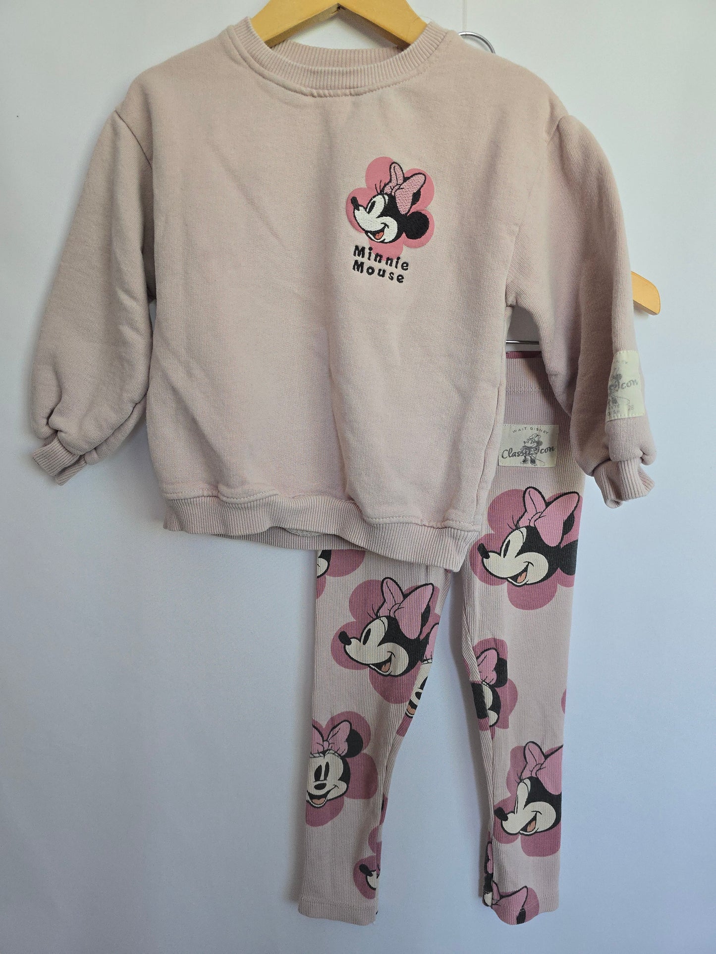 PLAY Zara Pink Minnie Crewneck & Leggings Set • 3-4 years