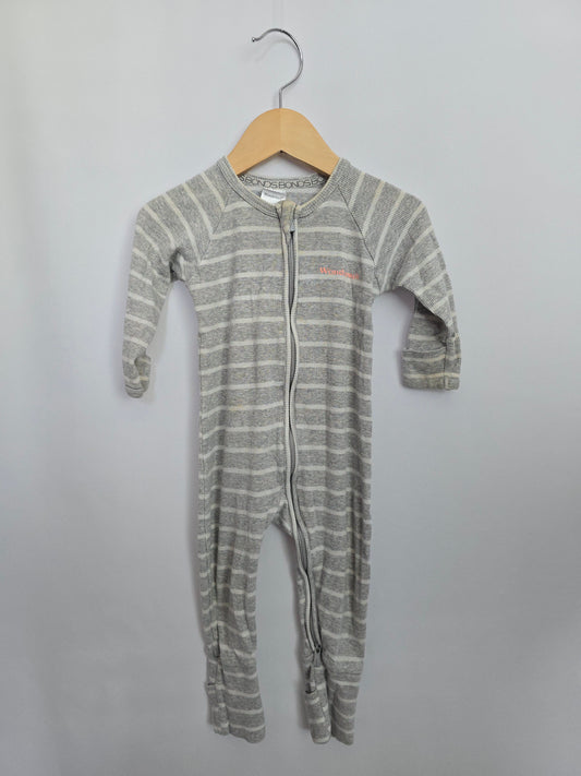 Bonds Wondersuit Ribbed Grey Stripe • 3 years