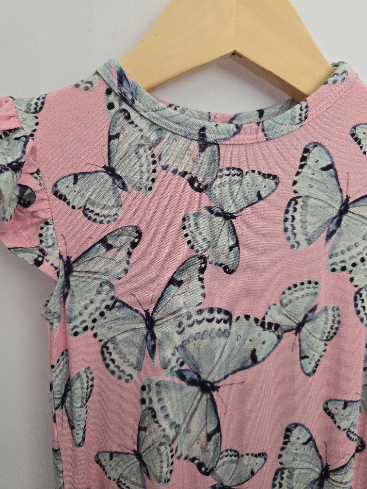 Posh Peanut Pink Butterfly Ruffle Bum Romper  • 12-18 months