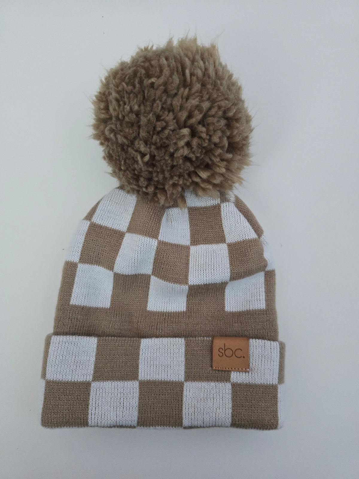 Shore Baby Co Tan Checkered Toque • 0-12 months