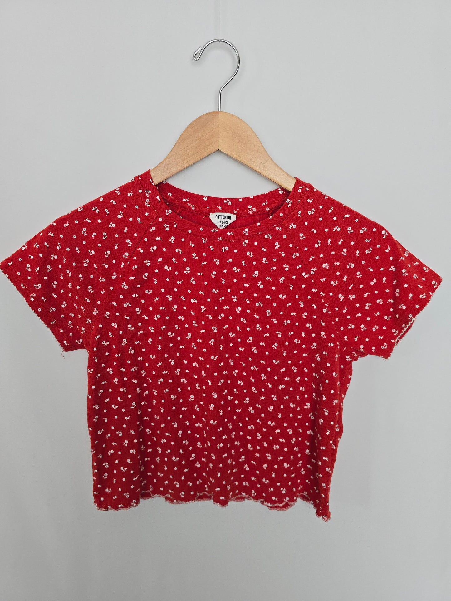 Cotton On Ladies Pointelle Cotton Floral Tee • X-Large