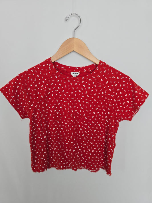 Cotton On Ladies Pointelle Cotton Floral Tee • X-Large
