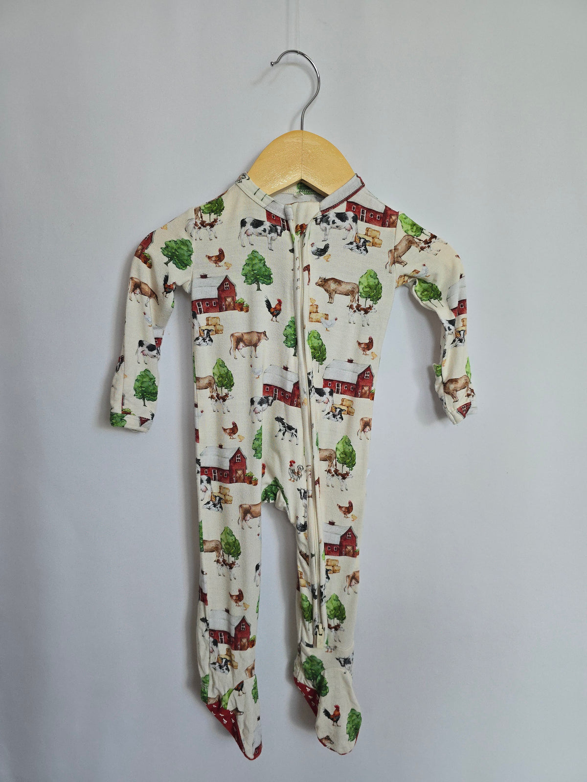 Posh Peanut Farm Zip Footie • 0-3 months