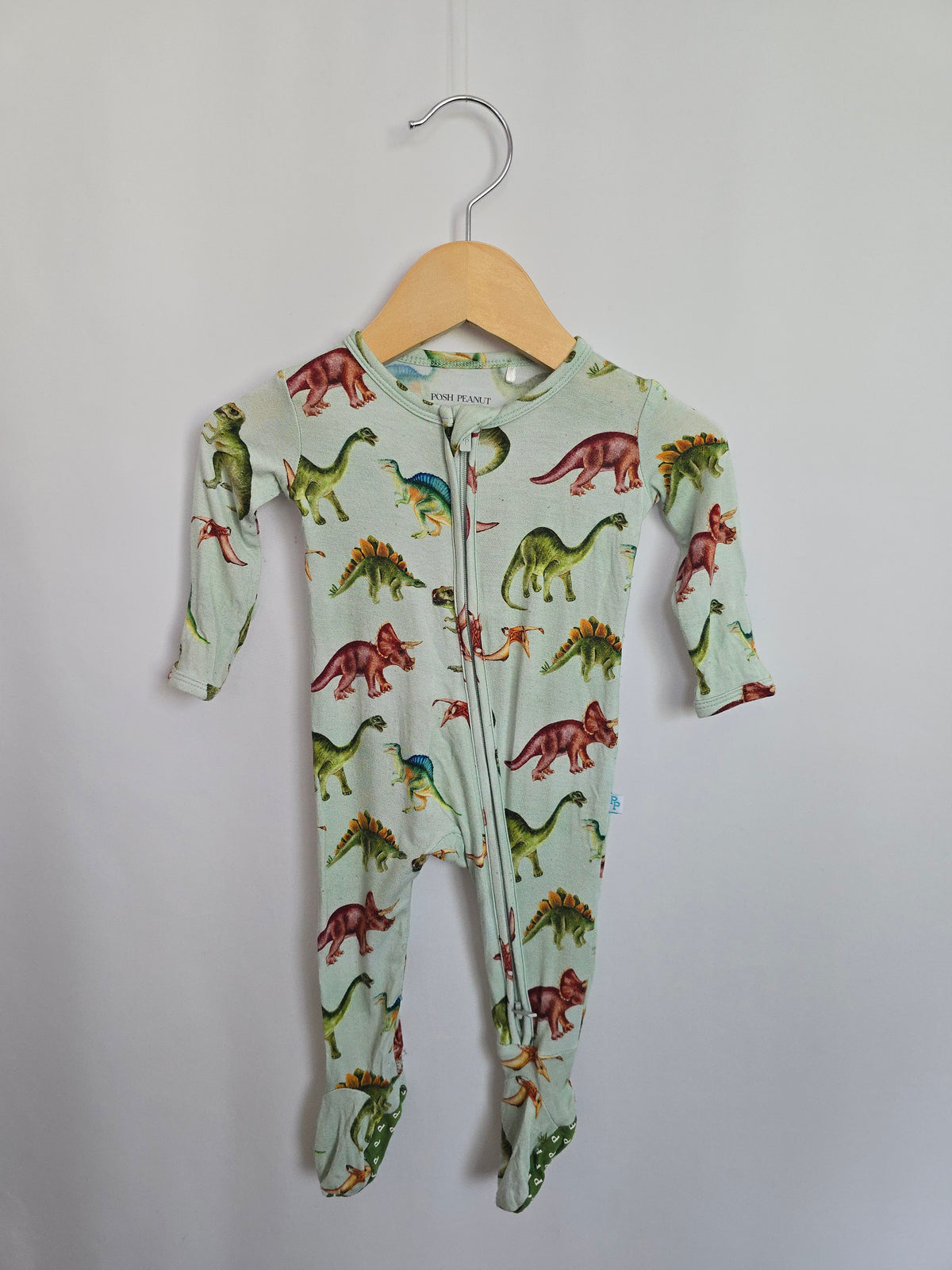 Posh Peanut Dino Zip Footie • Newborn