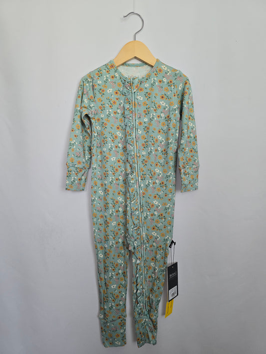 NEW Belan J Mint Floral Ruffle Zip Romper • 3 years