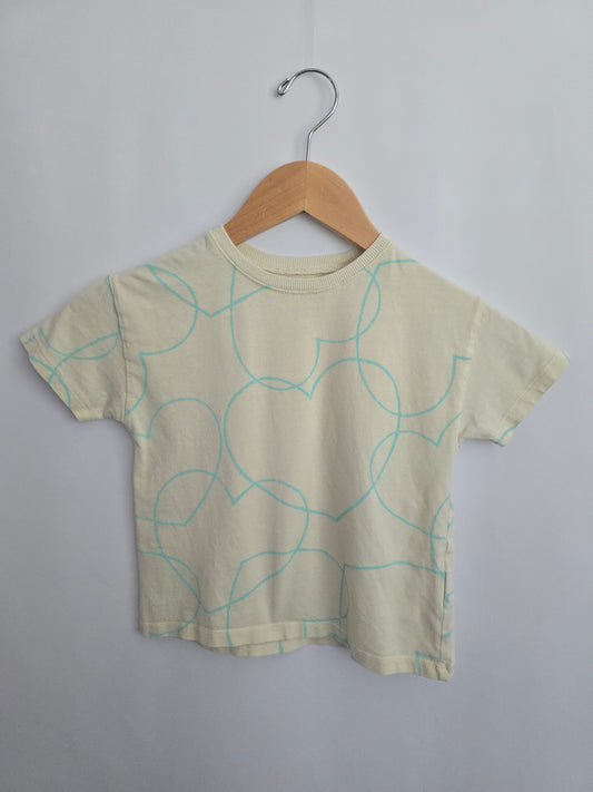 Zara Cream/Teal Hearts Tee • 5 years
