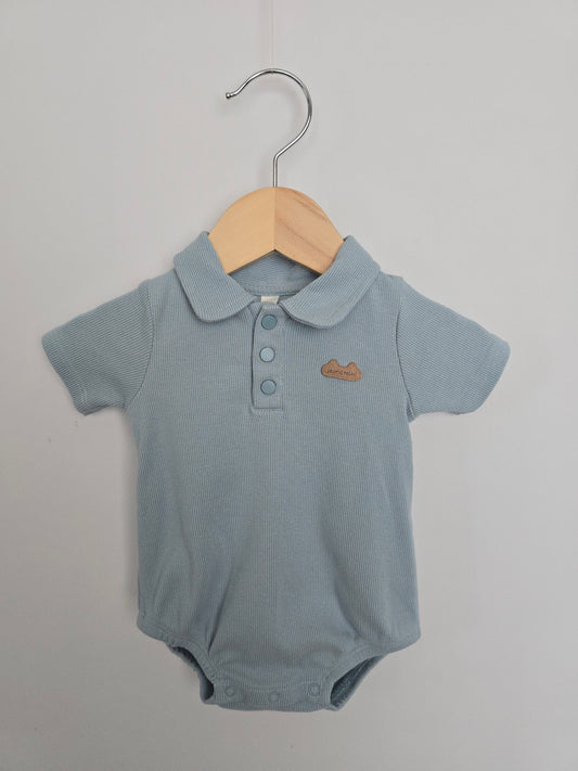 Souris Mini Blue Collared Bodysuit • 3-6 months