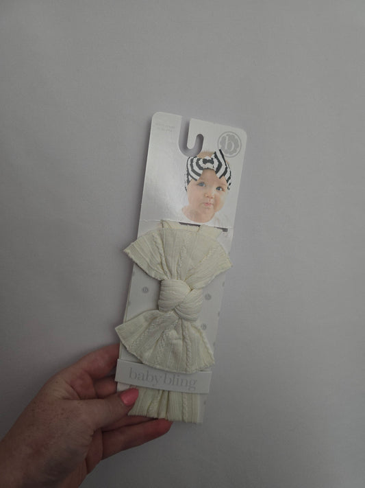 NEW Baby Bling Off White Classic Knot Headband