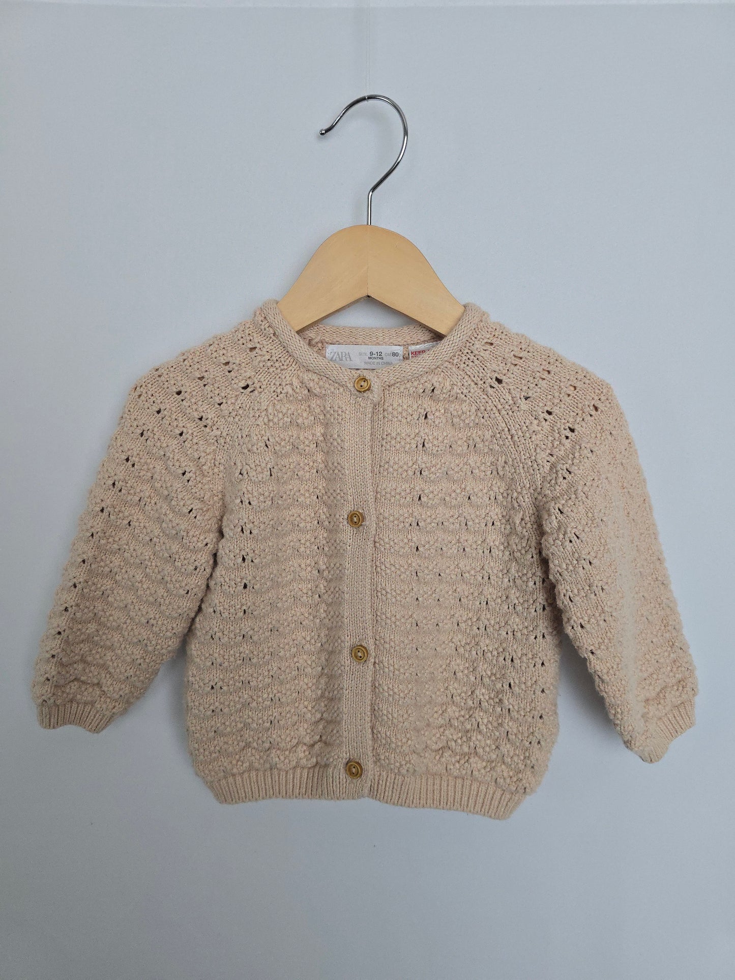 Zara Beige Fancy Knit Cardigan • 9-12 months