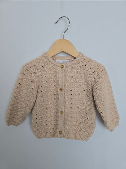 Zara Beige Fancy Knit Cardigan • 9-12 months