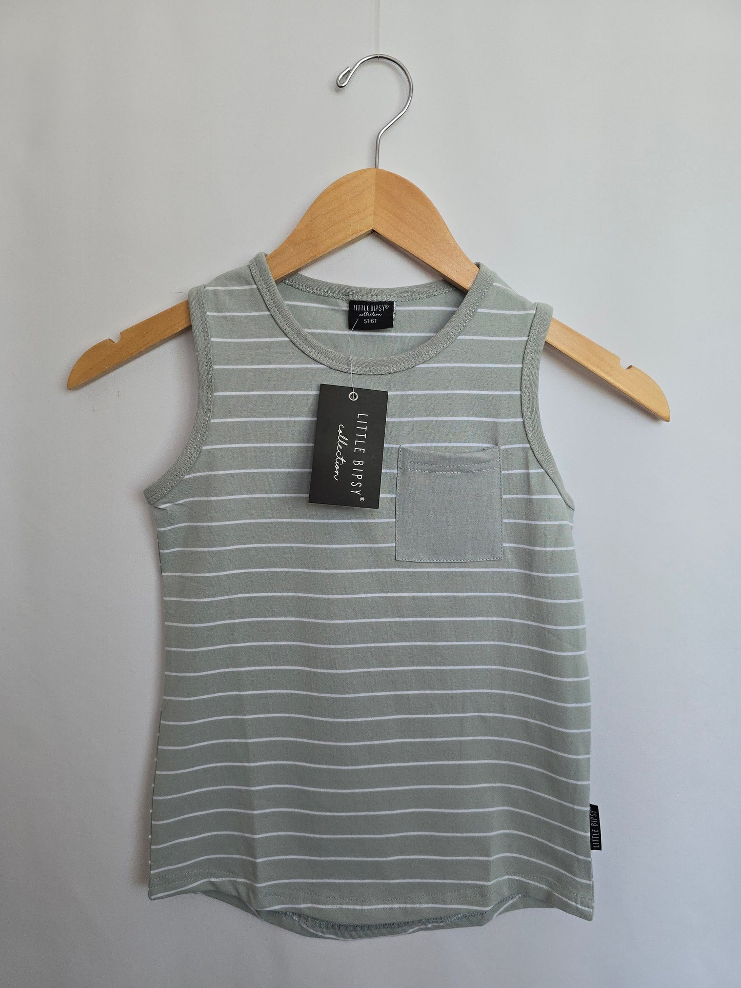 NEW Little Bipsy Mint Stripe Tank • 5-6 years