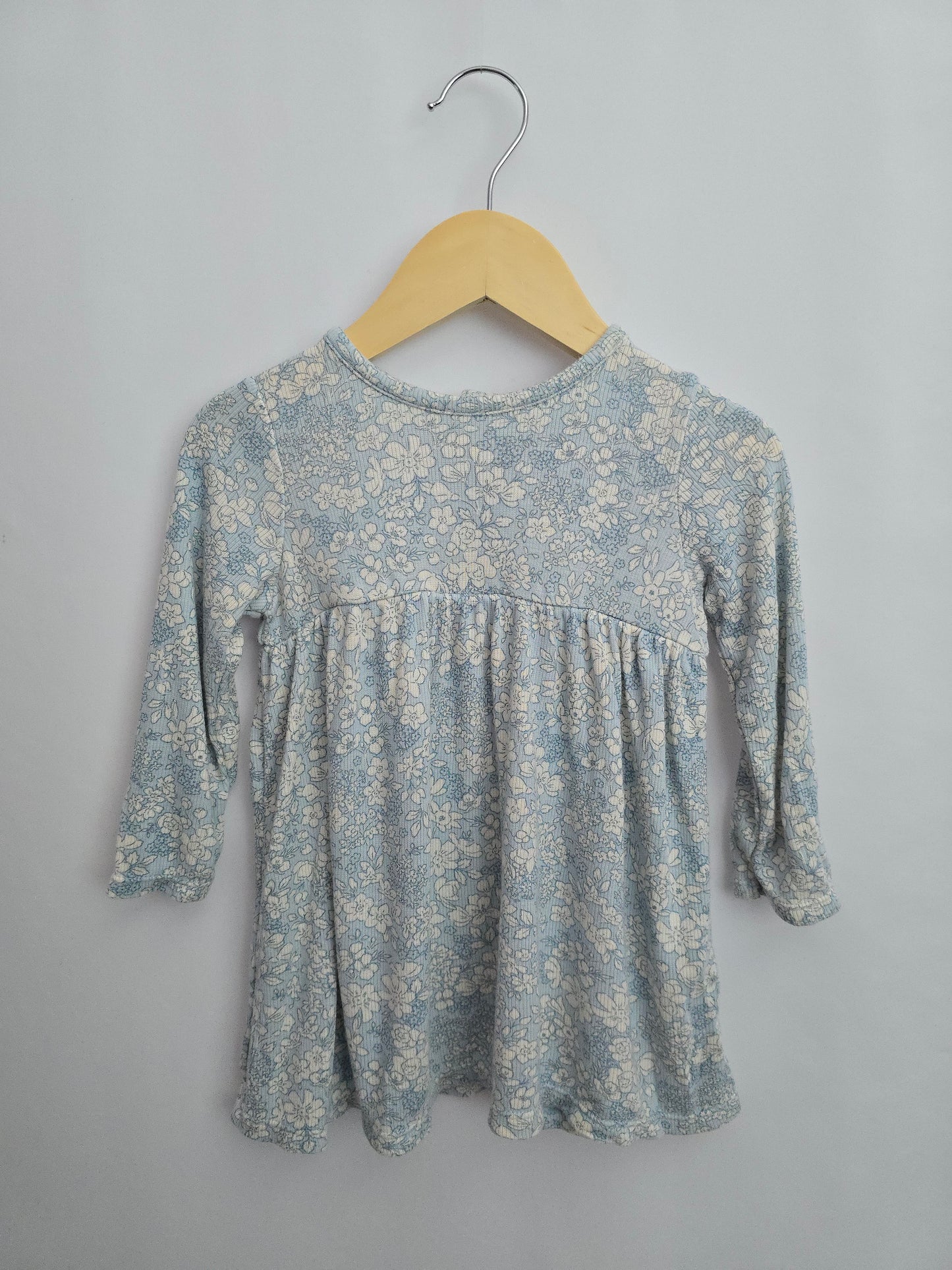 Angel Dear Pale Blue Floral Ribbed Twirl Dress & Bloomers • 12-18 months