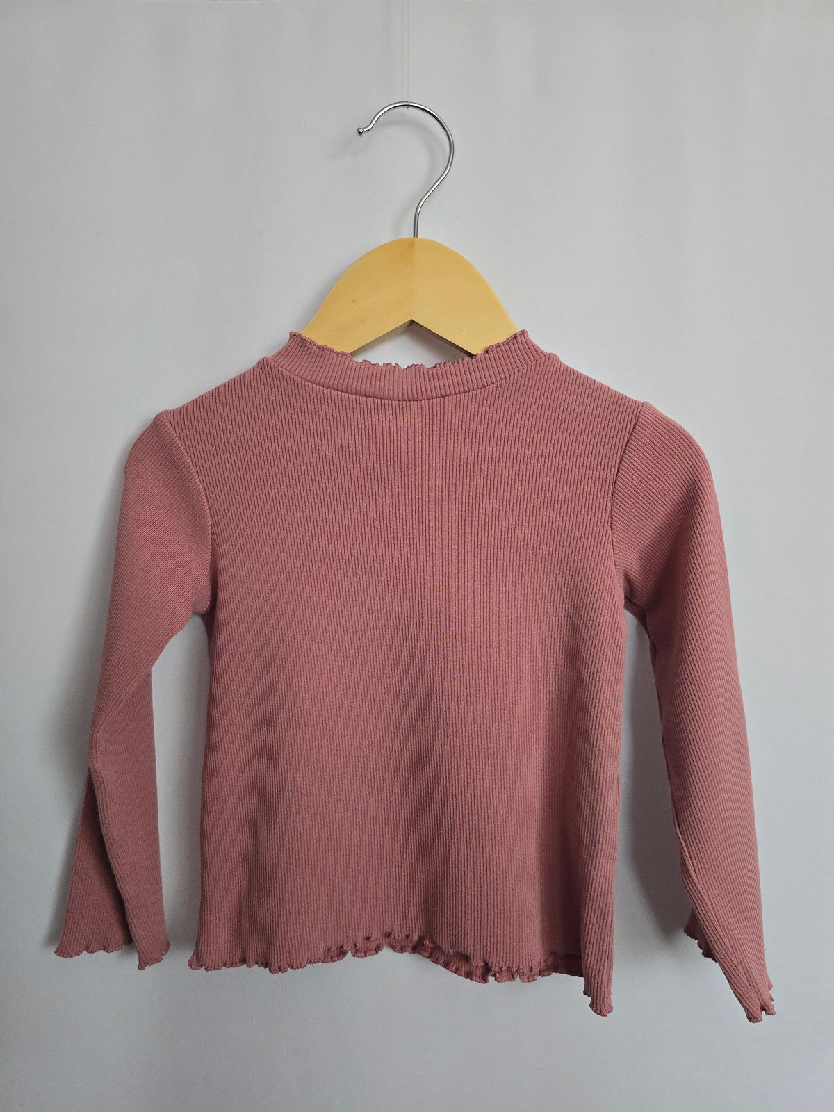 Zara Rosie Lettuce Hem Mock Neck • 18-24 months