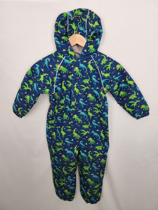 Jan & Jul Dino Fleece Lined Rainsuit • 4 years