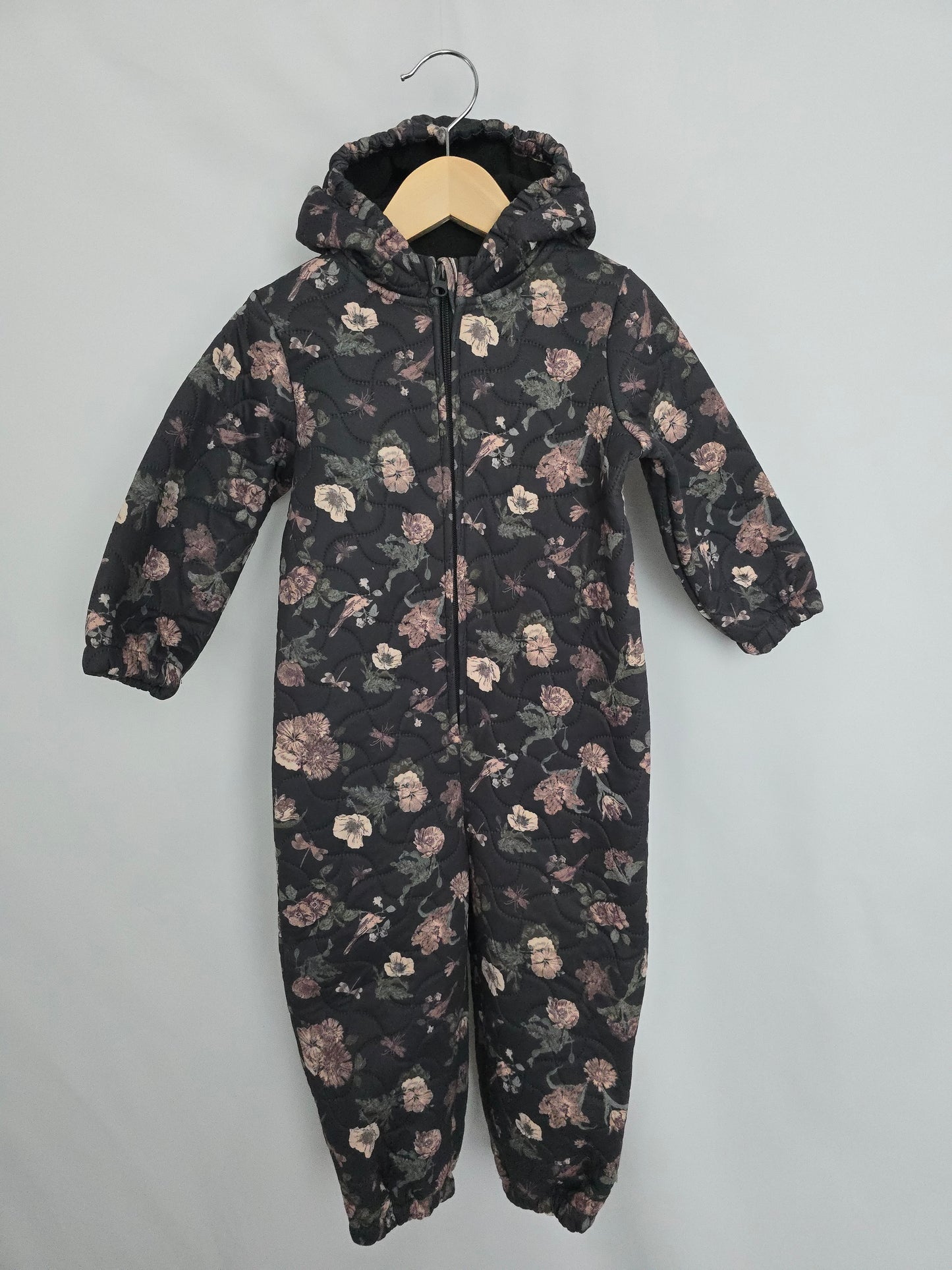 Wheat Charcoal Floral Thermosuit • 18 months