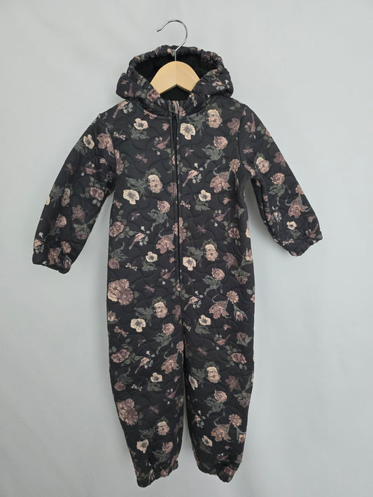 Wheat Charcoal Floral Thermosuit • 18 months