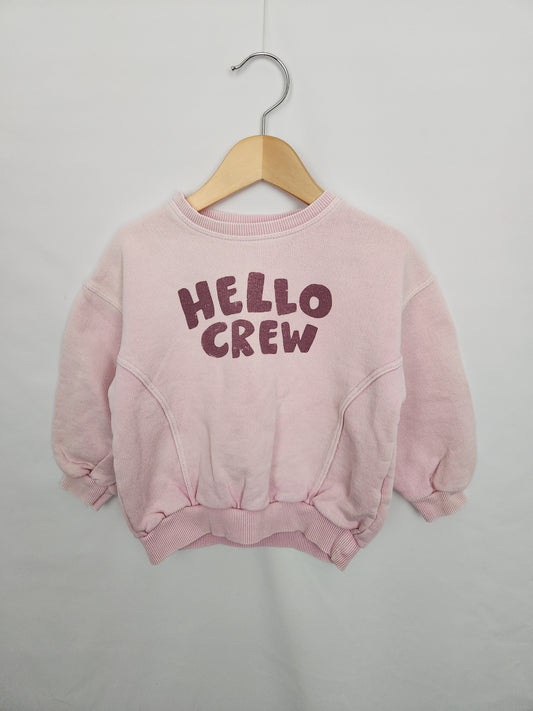 Zara Pink Hello Crew Crewneck • 3 years