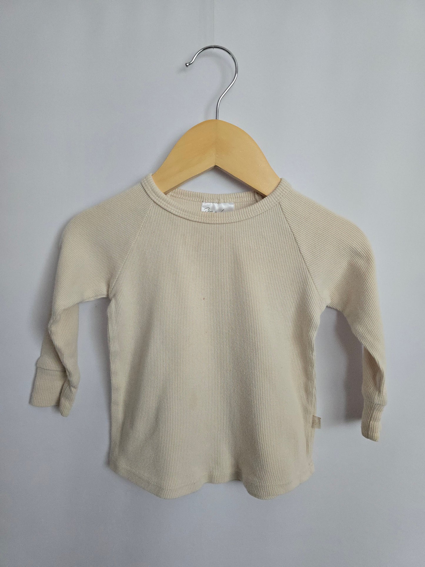 PLAY Jax & Lennon Cream Ribbed Long Sleeve Shirt • 6-12 months