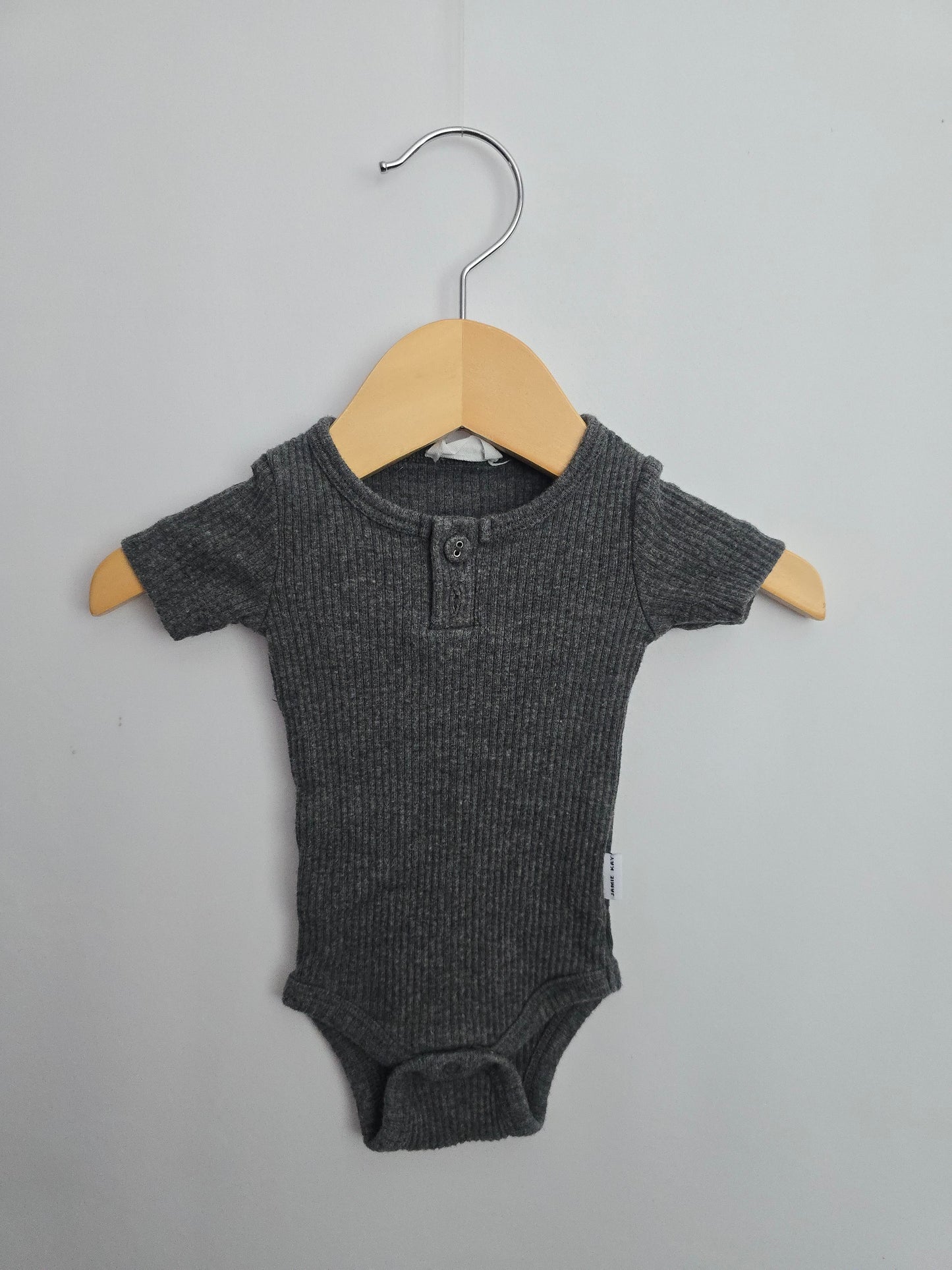 PLAY Jamie Kay Grey Ribbed Bodysuit • Newborn