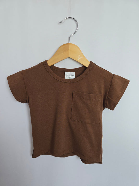 NEW Jax & Lennon Cocoa Brown Boxy Tee • 0-6 months