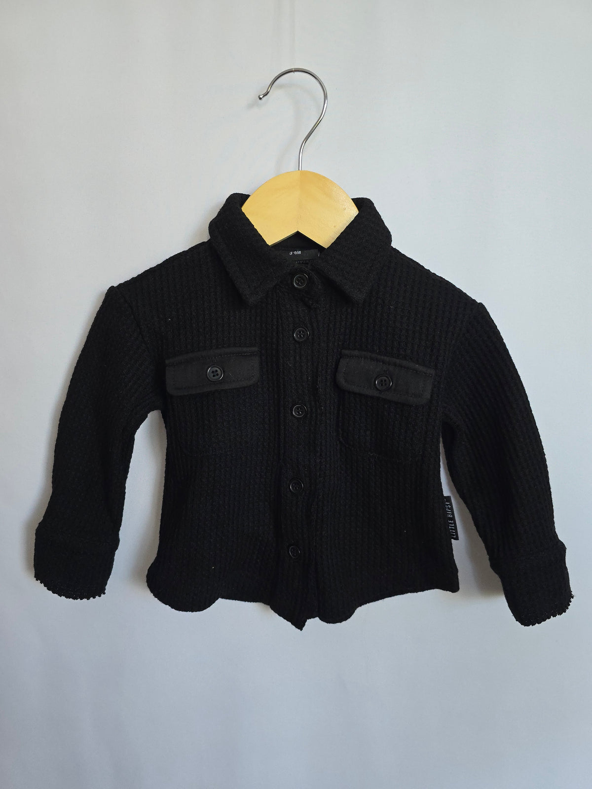 Little Bipsy Black Waffle Shacket • 3-6 months