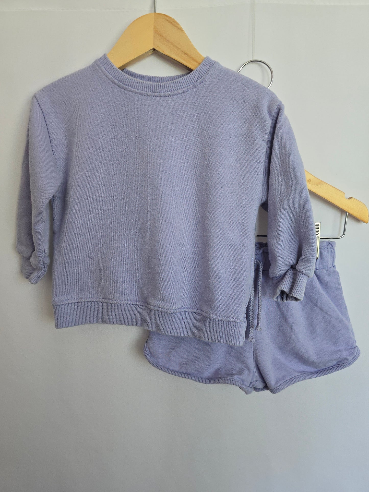 Zara Light Purple Crewneck & Shorts Set • 9-12 months