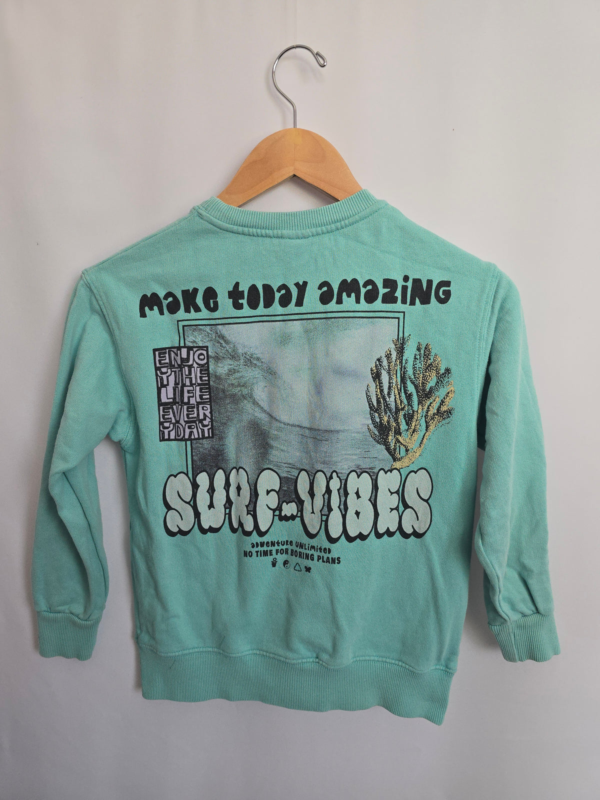 PLAY Zara Teal Surf Vibes Crewneck • 7 years