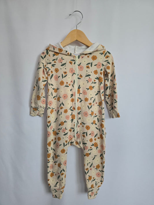 Jax & Lennon Summer Floral Terry Hooded Romper • 18-24 months