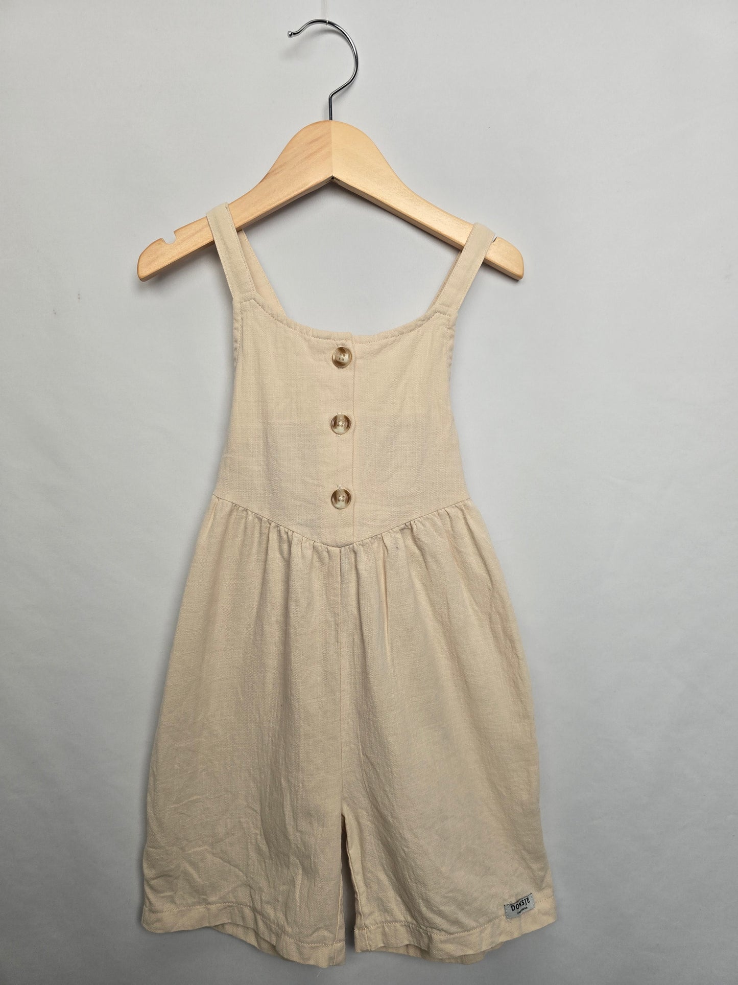Donsje Cream Wide Leg Shorts Romper • 3-4 years