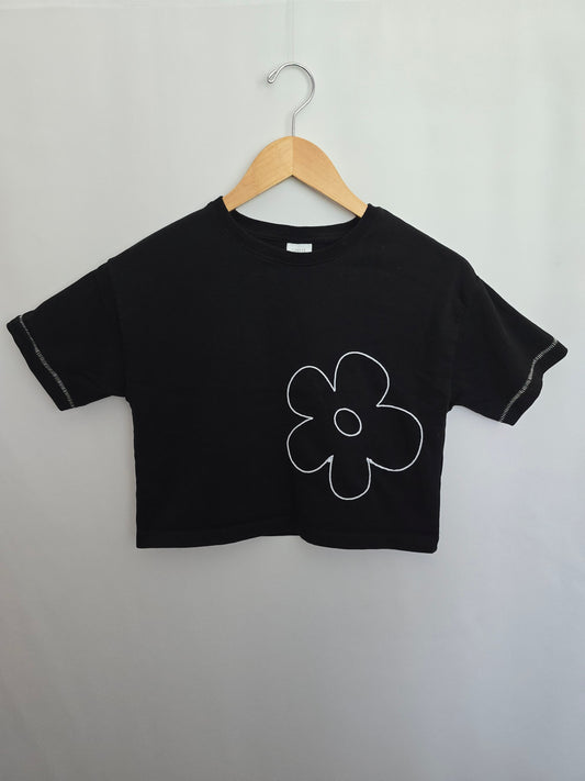 Zara Black Flower Tee • 9-10 years